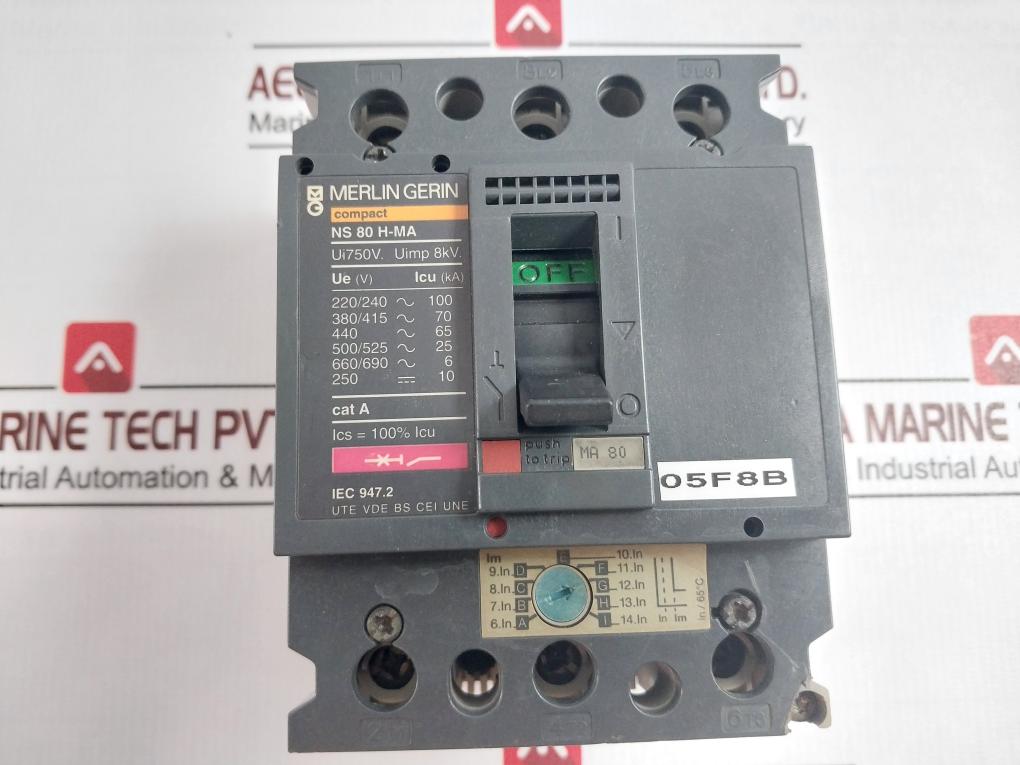 Merlin Gerin Ns80H-ma Molded Case Circuit Breaker 750V 8Wrh0279463 8Kv 995607