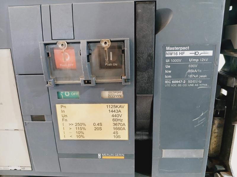 Merlin Gerin Nw16 Hf Masterpact Circuit Breaker, 12Kv 1600A