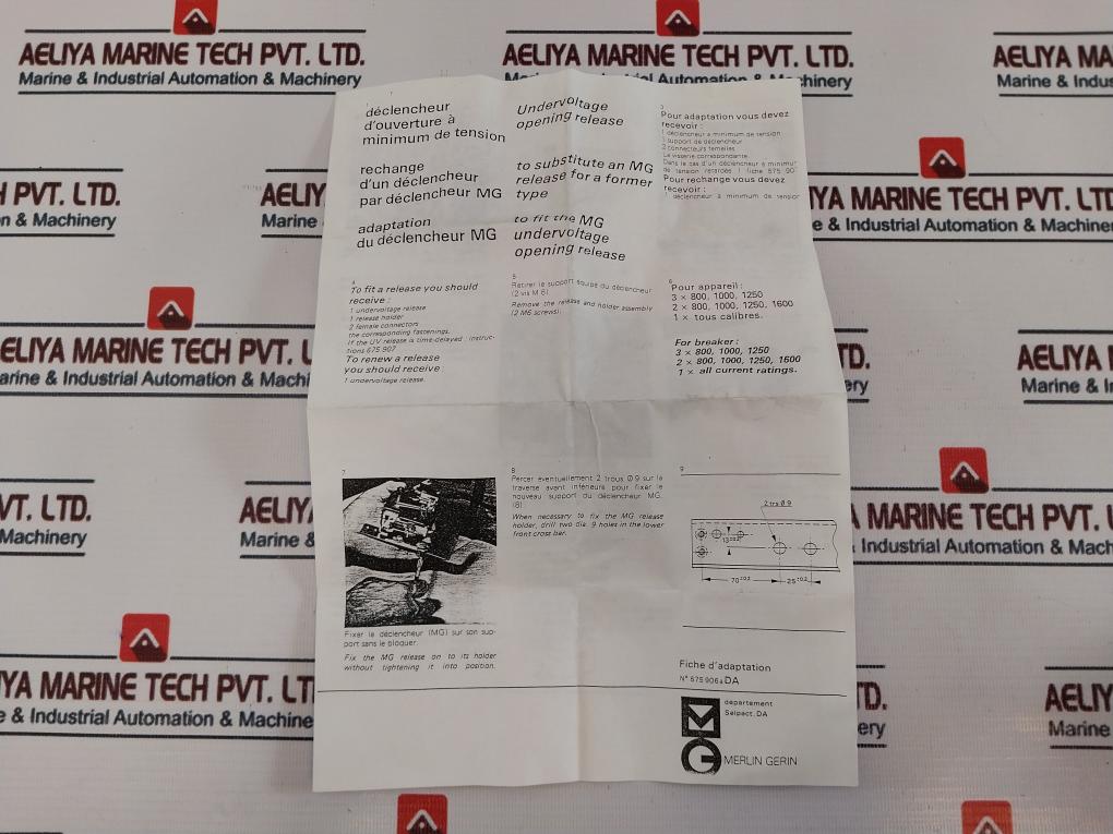 Merlin Gerin Tu4488 Undervoltage Opening Release