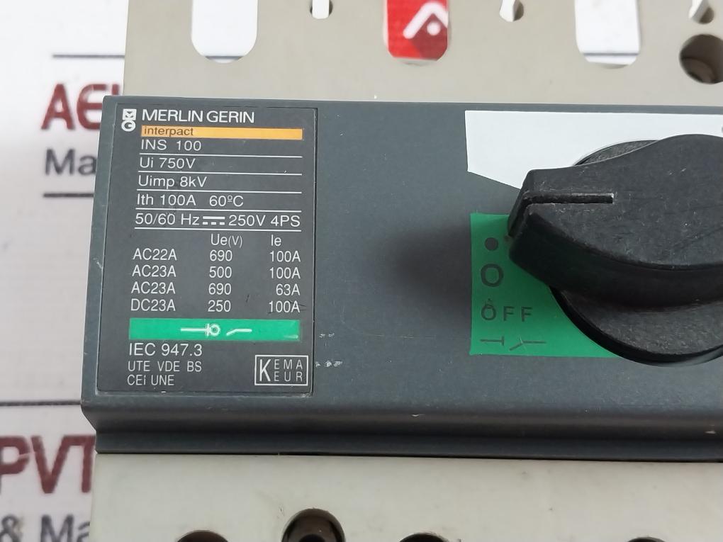 Merlin Gerin/schneider Electric Ins 100 Switch Disconnector 50/60hz