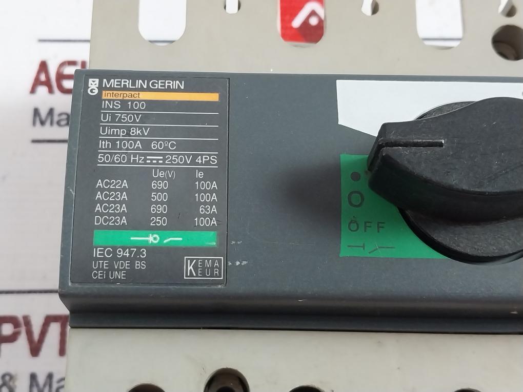 Merlin Gerin/Schneider Electric INS 100 Switch Disconnector 50/60Hz