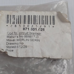 Merlin Gerin 996977-d Coil For Circuit Breaker 220Vac.