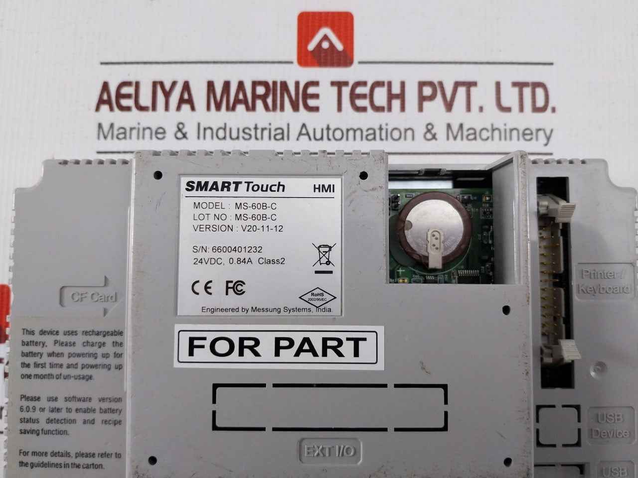 Messung Systems Ms-60b-c Smart Touch Hmi Panel V20-11-12 24vdc, 0.84a Class2