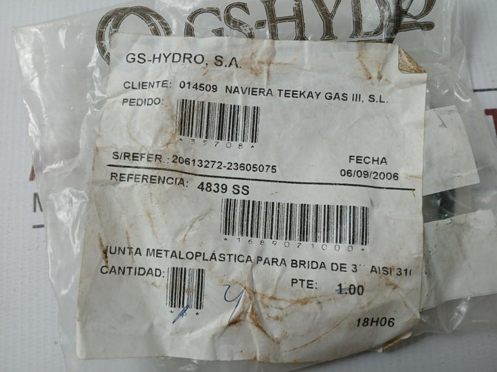 Metal Plastic Gasket Gs-hydro 4839 Ss