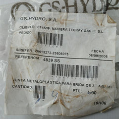 Metal Plastic Gasket Gs-hydro 4839 Ss