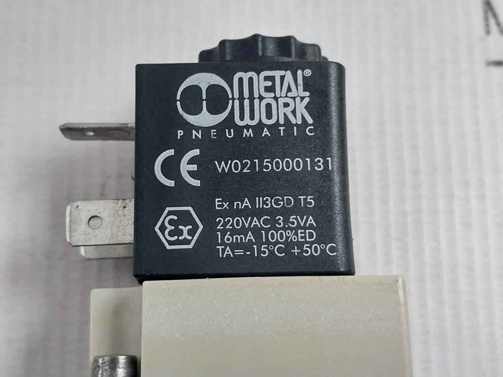Metal Work 7021020100 Pneumatic Solenoid Valve -15C +50C 10 Bar 220Vac 3.5Va