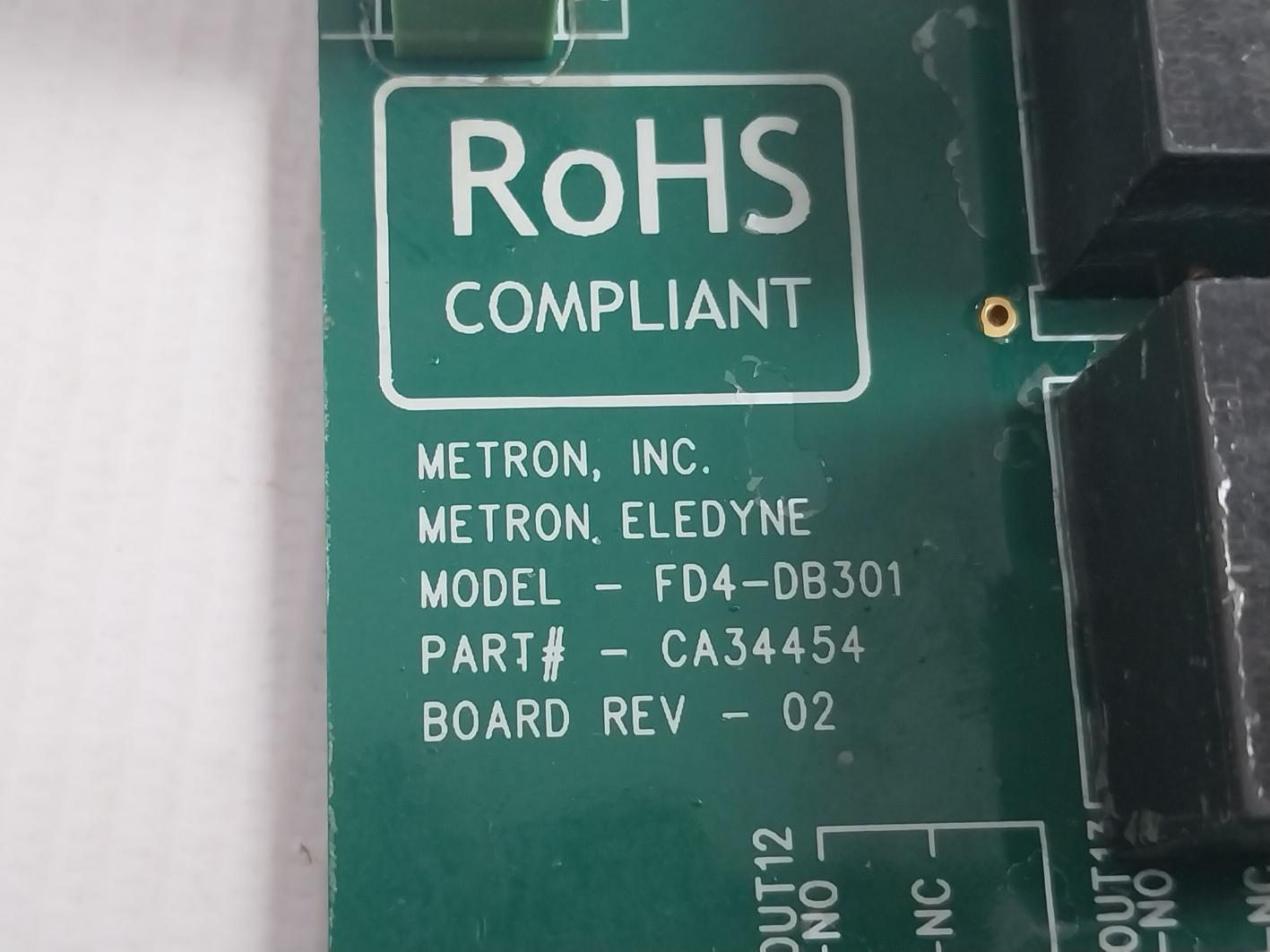 Metron Eledyne Fd4-db301 Printed Circuit Relay Board Rev-02 Ca34454