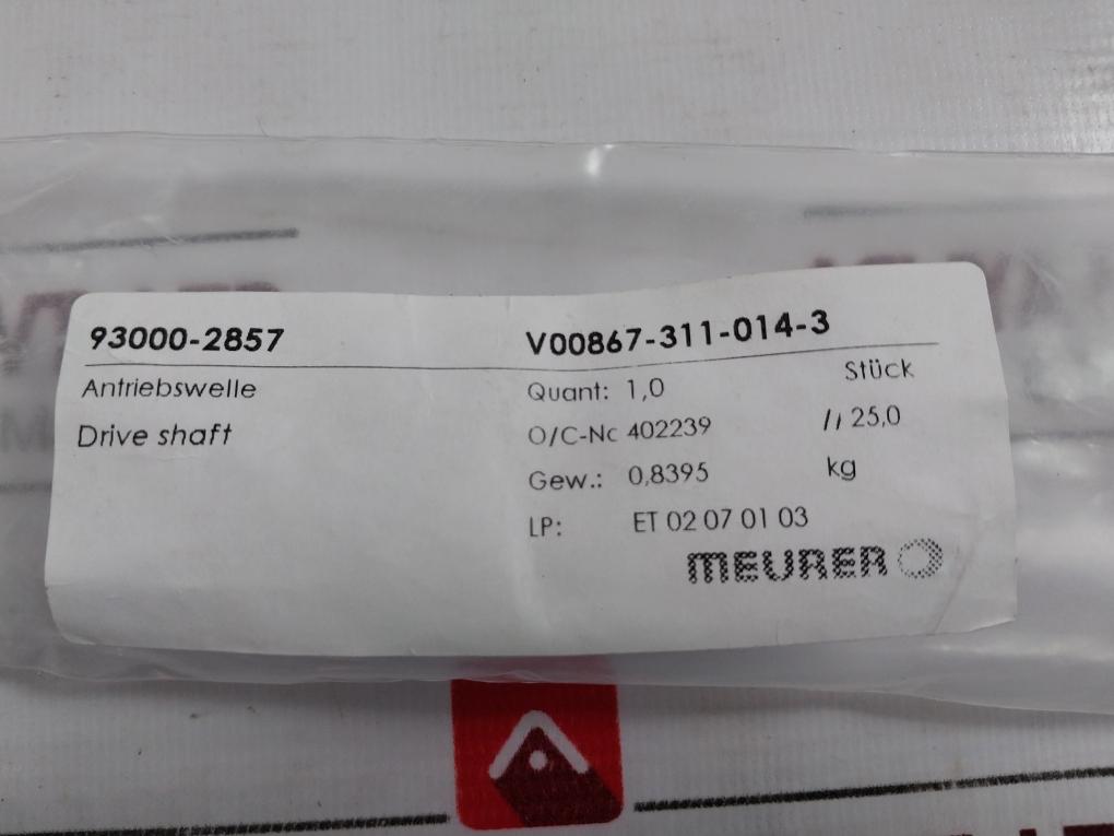 Meurer 93000-2857 Drive Shaft V00867-311-014-3