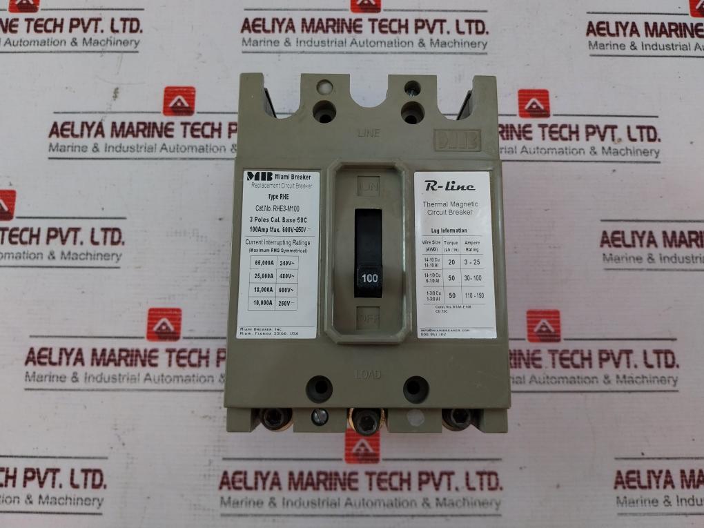 Miami Breaker Rhe3-m100 R-line Replacement 3 Pole Circuit Breaker