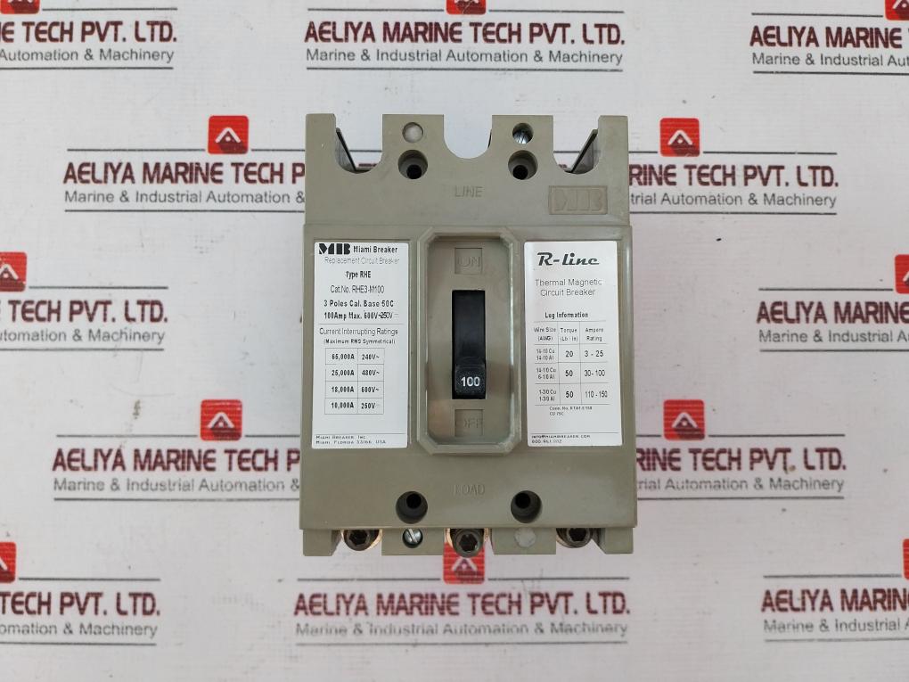 Miami Breaker Rhe3-m100 R-line Replacement 3 Pole Circuit Breaker