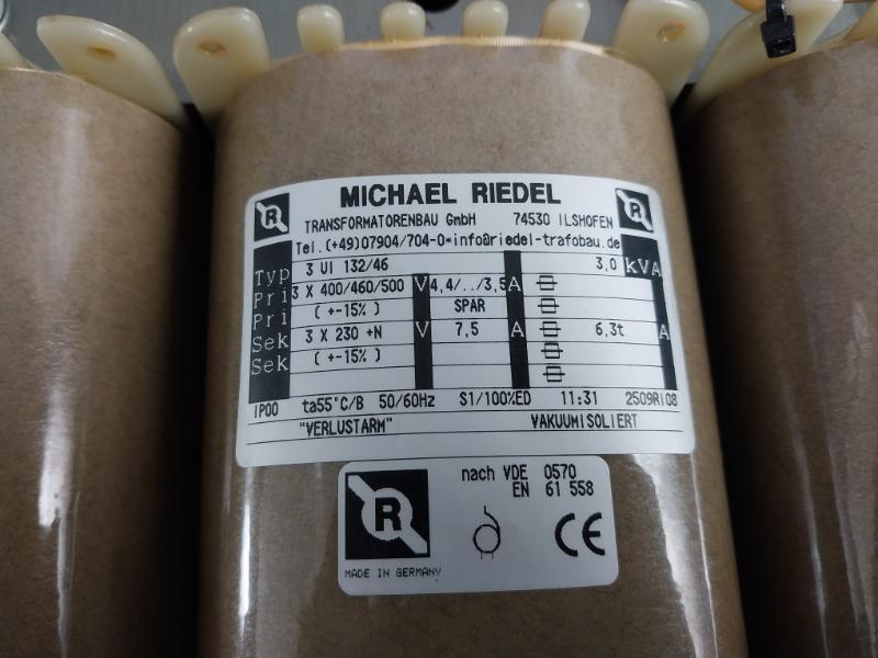 Michael Riedel 3Ui 132/46 Transformer 3.0 Kva 3 X 400/460/500V 4,4/../3,5A