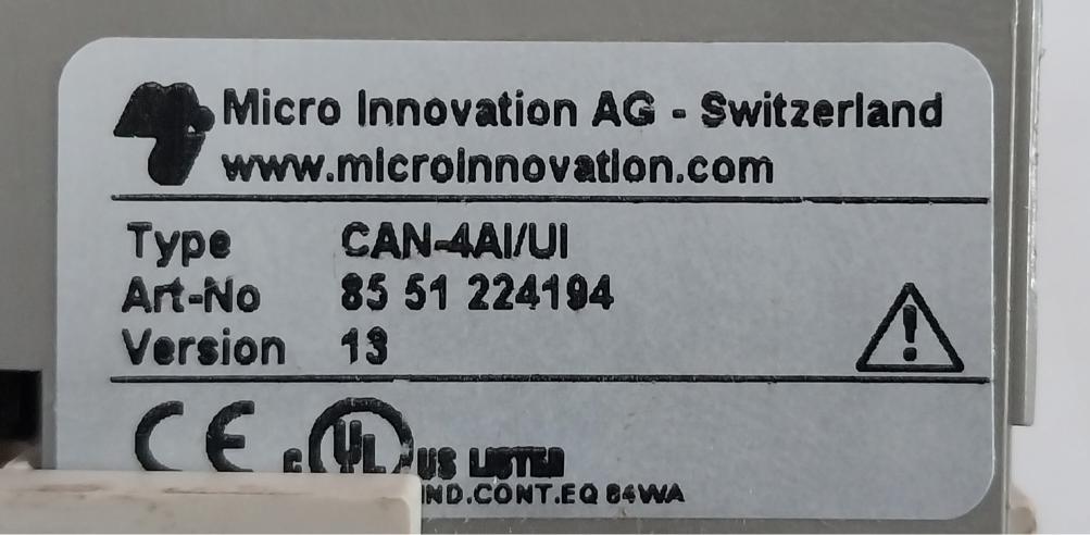 Micro Innovation Can-4Ai/Ui Terminal Block Module 8551 224040 Ver 13