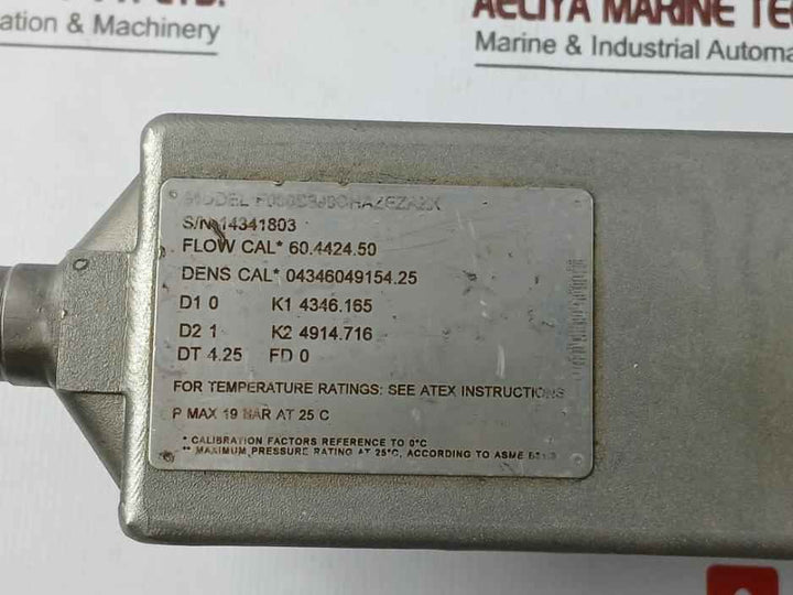 Micro Motion 20001827 Coriolis Meter F050S099Chazezazx Rev Aa