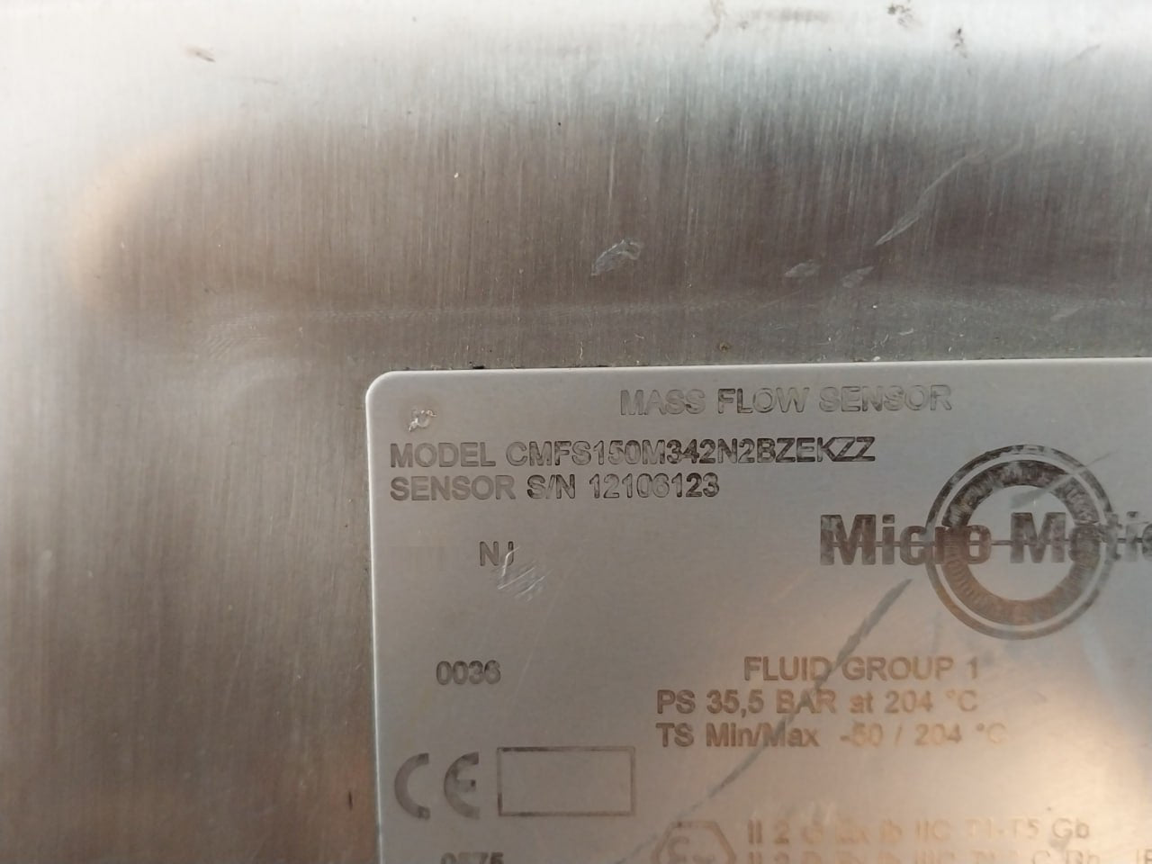 Micro Motion Cmfs150M342N2Bzekzz Mass Flow Sensor Ip66 Mmi-20022756 Rev Ab