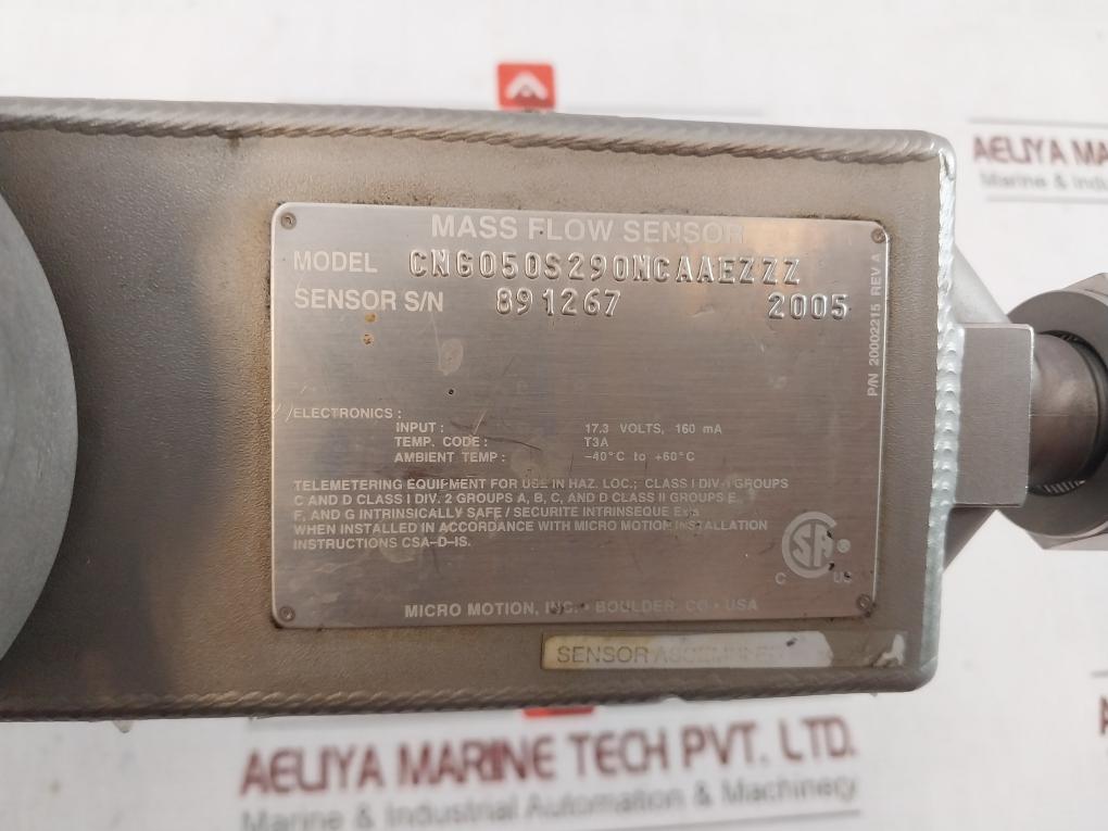 Micro Motion Cng050S290Ncaaezzz Mass Flow Sensor 17.3V 160Ma Rev A