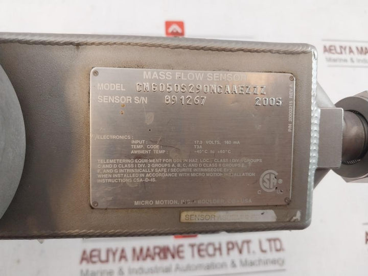 Micro Motion Cng050S290Ncaaezzz Mass Flow Sensor 17.3V 160Ma Rev A
