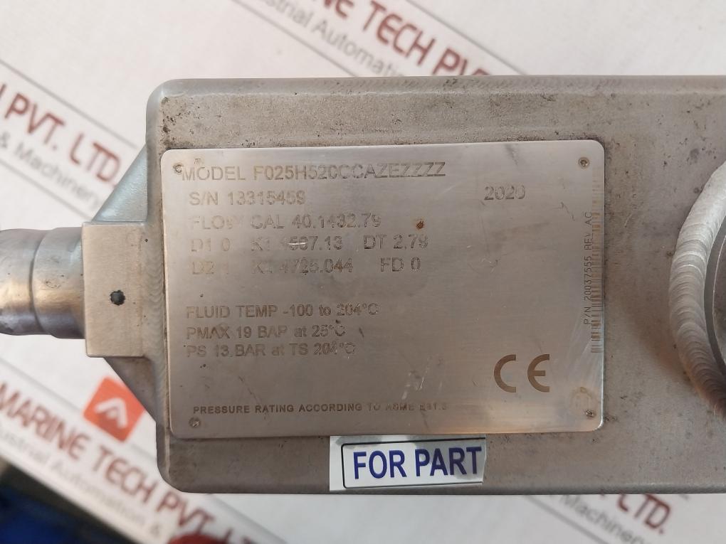 Micro Motion F025H520Ccazezzzz Mass Flow Sensor 1/2In B16