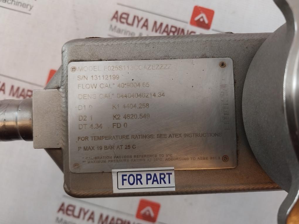 Micro Motion F025S113Ccazezzzz Mass Flow Sensor Rev Ab 40.9004.65