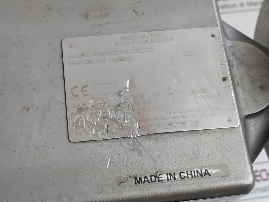 Micro Motion F100H531Csazez1Zz Mass Flow Sensor 283.112.79