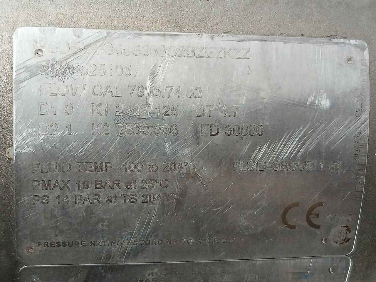 Micro Motion F300S355C2Bzezkzz Mass Flow Sensor Coriolis Meter 19 Bar At 25 C