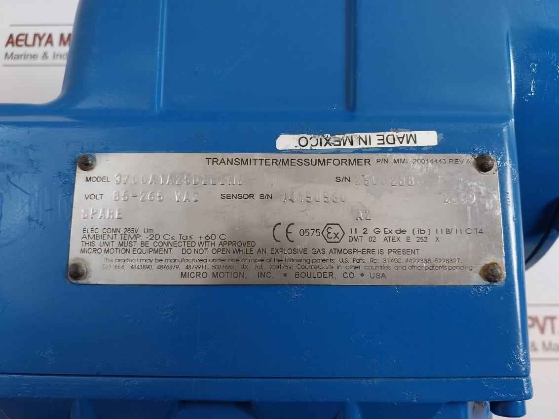 Micro Motion Mmi-20014443 3700 Transmitter 85-265 Vac Rev A