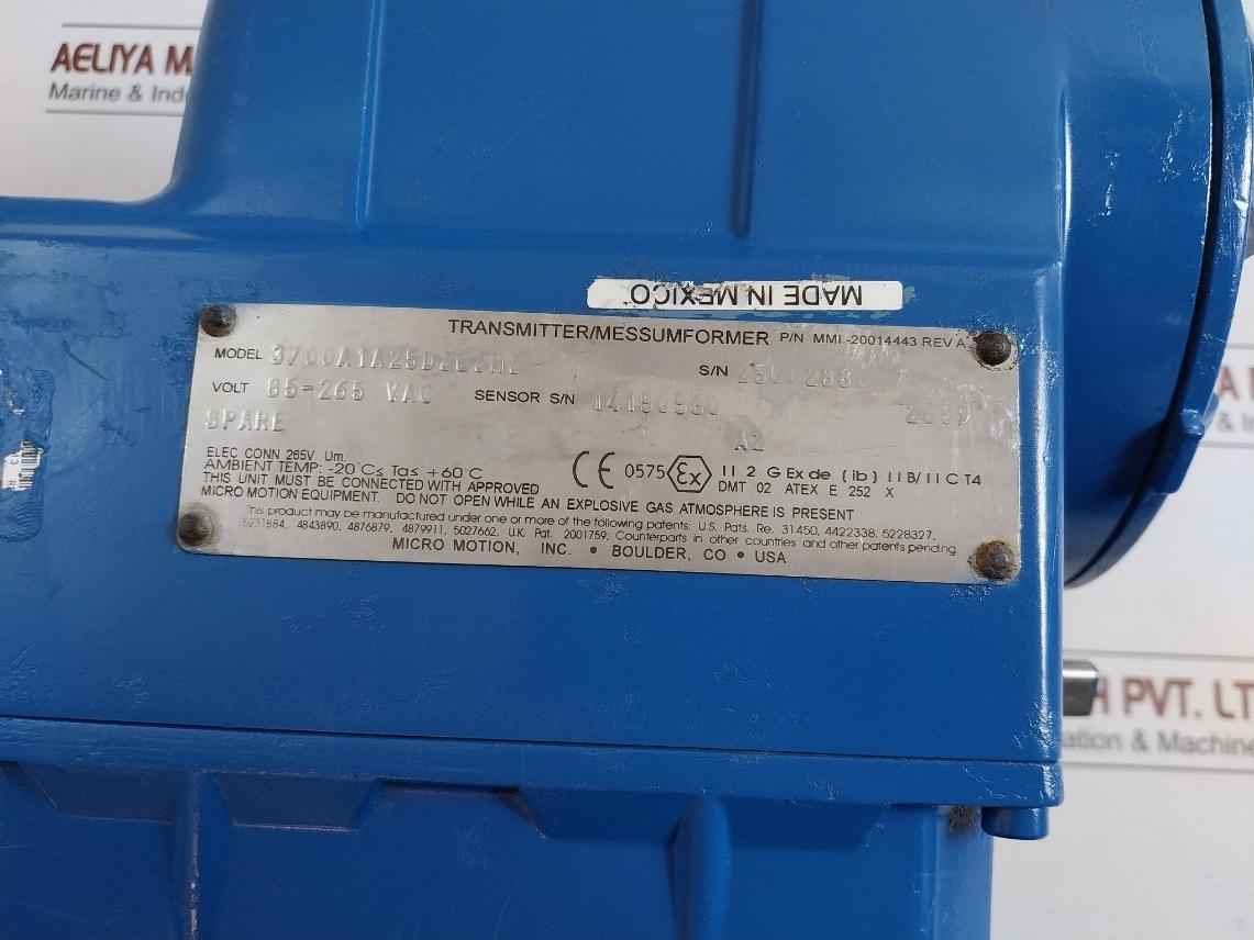 Micro Motion Mmi-20014443 3700 Transmitter 85-265 Vac Rev A