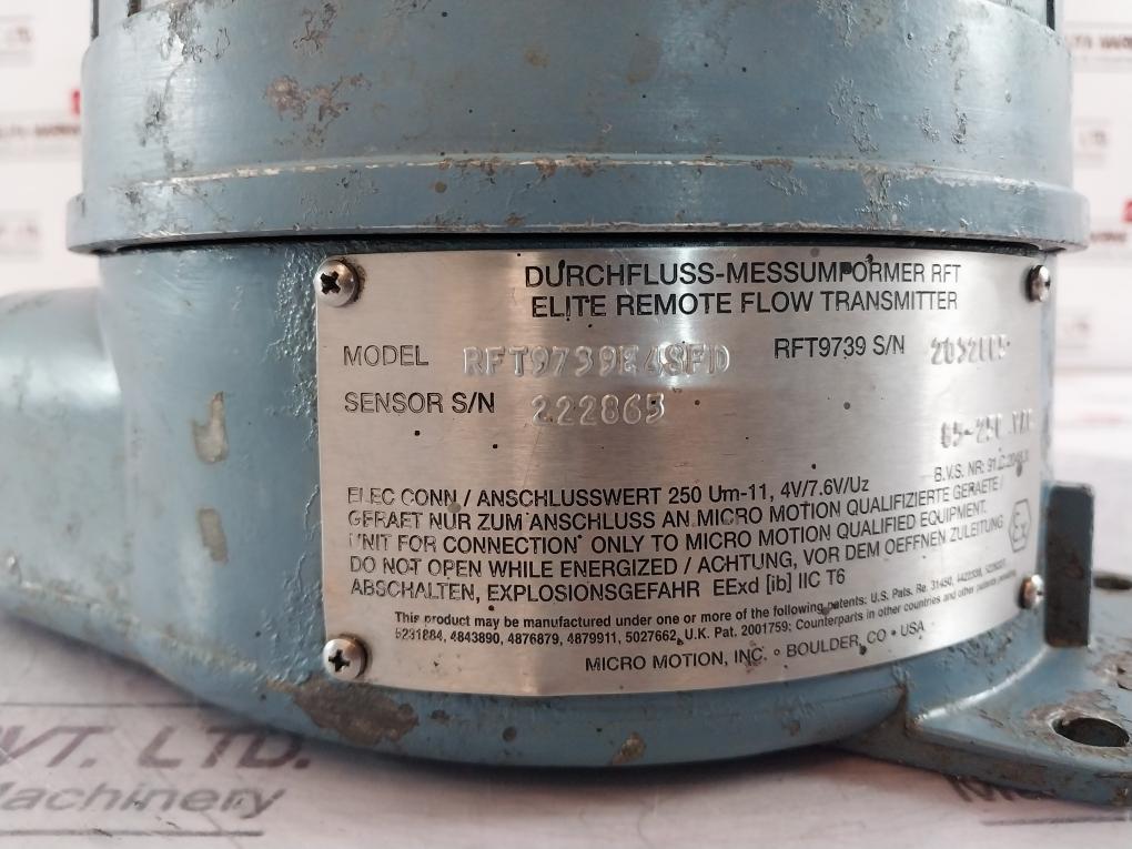Micro Motion Rft9739 Elite Remote Flow Transmitter Rft9739E 4Sfd Rev.B 85-250Vac