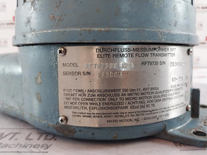 Micro Motion Rft9739 Elite Remote Flow Transmitter Rft9739E 4Sfd Rev.B 85-250Vac