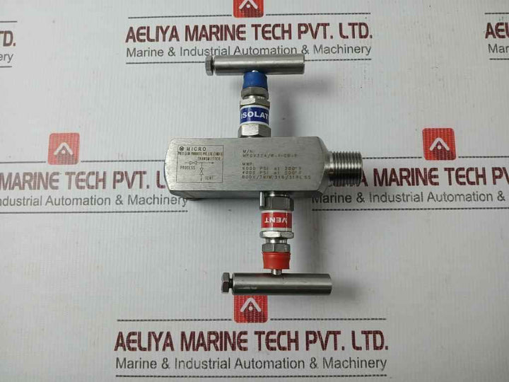 Micro Mpgv32a/r-1-cb-p Two Way Manifold Needle Valve 316l Ss 6000psi