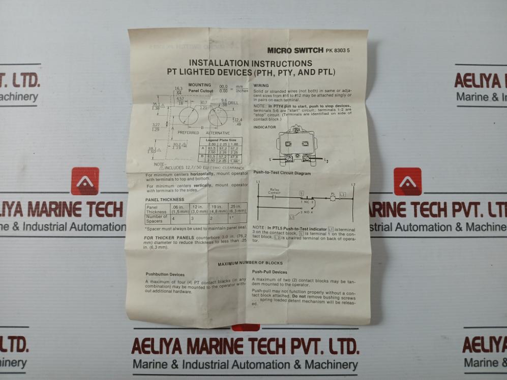 Micro Switch Pth2151 Illuminated Push Button