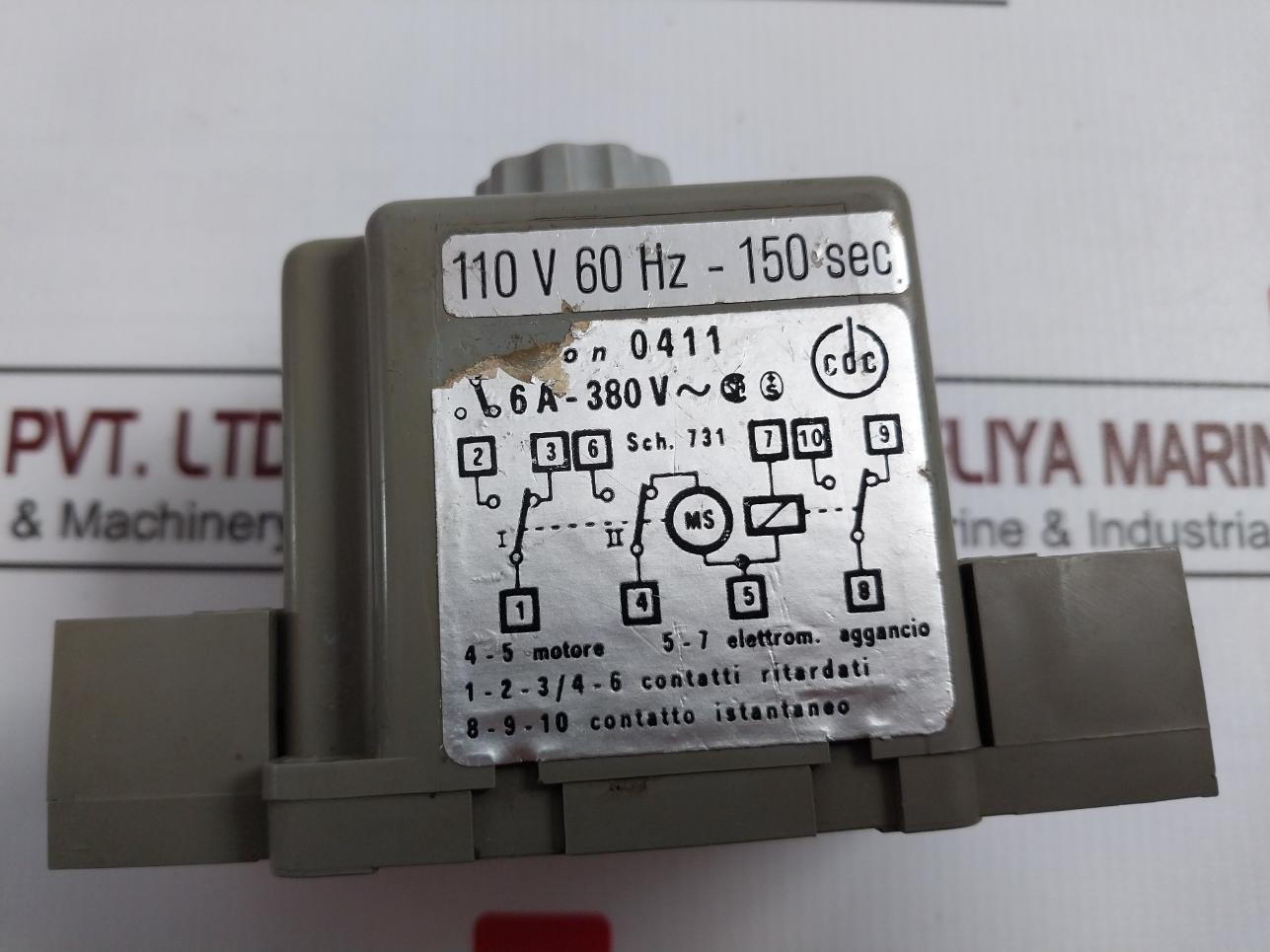 Micron 0411 Timer Delay Relay 110V 60Hz-150Sec 6A-380V, 0-2.5 Min