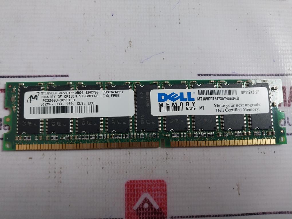 Micron Mt18vddt6472ay-40bg4 512mb Ddr 400mhz Ecc Dell Memory Bp11kb.9f