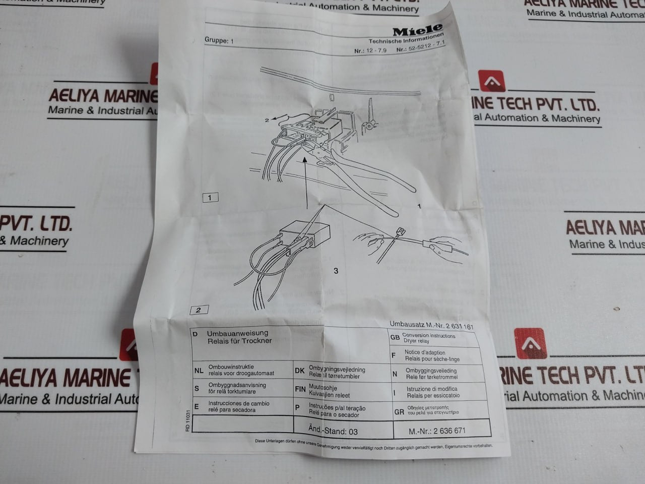 Miele Bv 1156/43 Relay With Wiring Harness And Connector Plug 220V–240V 50Hz