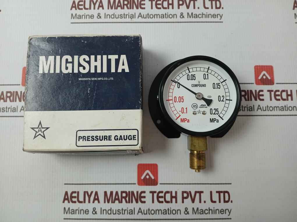Migishita Jq0507048 Compound Pressure Gauge -0.1 To +0.25 Mpa