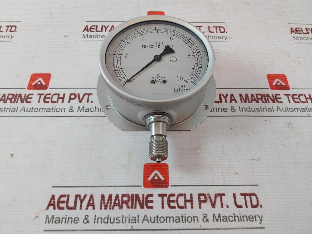 Migishita Sus-316 Pressure Gauge Bu3/8X100X10Kxbar 691-200.004 0199422
