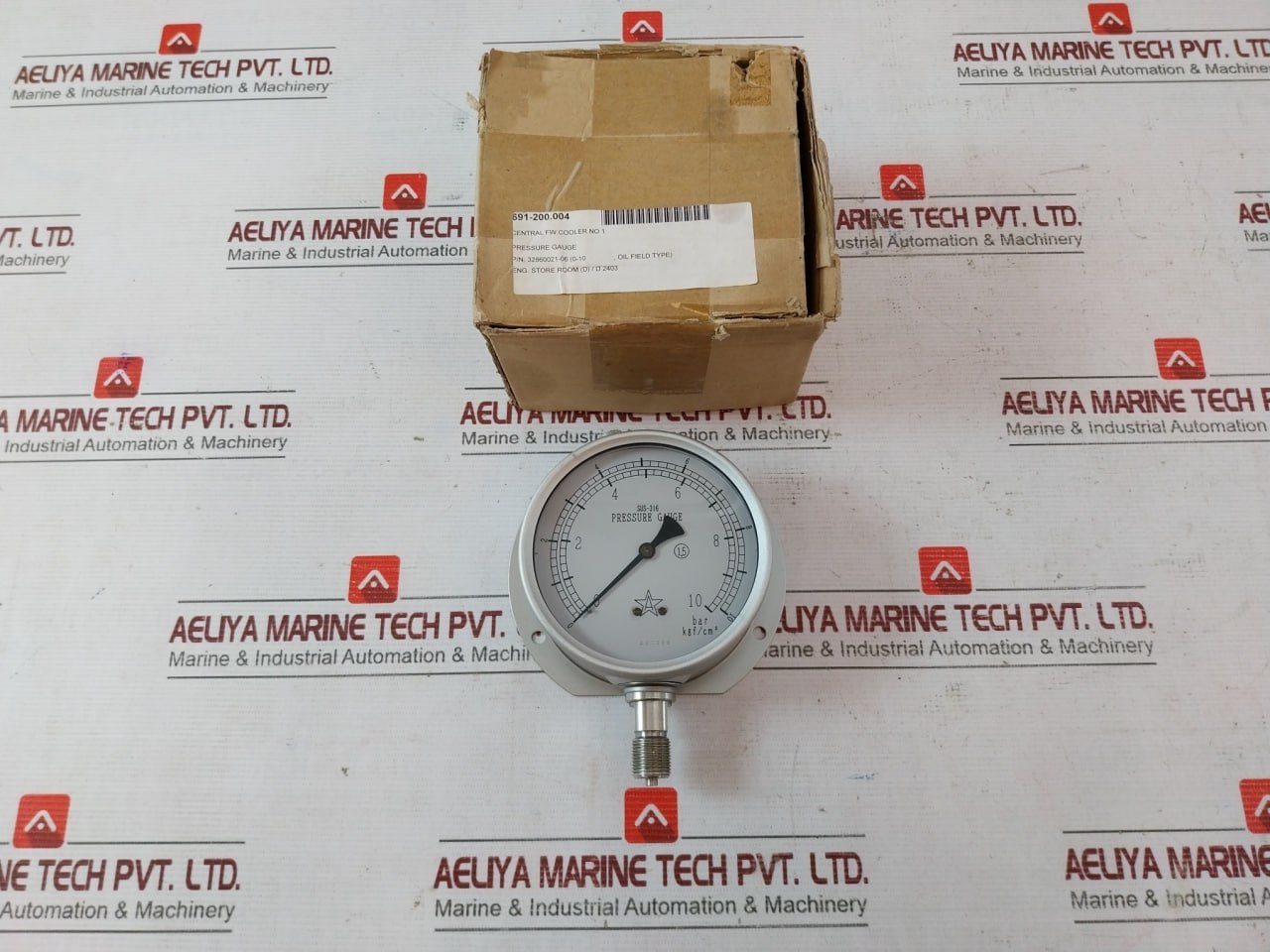 Migishita Sus-316 Pressure Gauge Bu3/8X100X10Kxbar 691-200.004 0199422