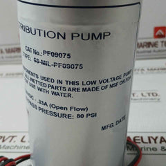 Millipore Pf09075 Distribution Pump 36Vdc-33A 80 Psi