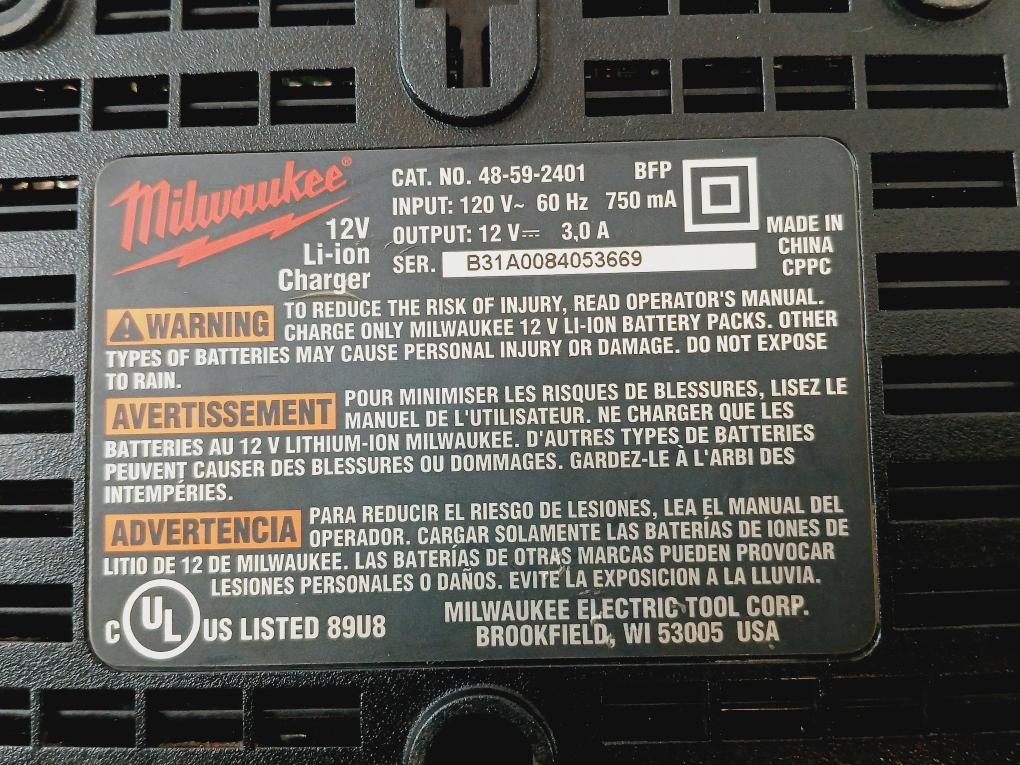 Milwaukee 48-59-2401 12v Lithium-ion Charger 48-59-2401