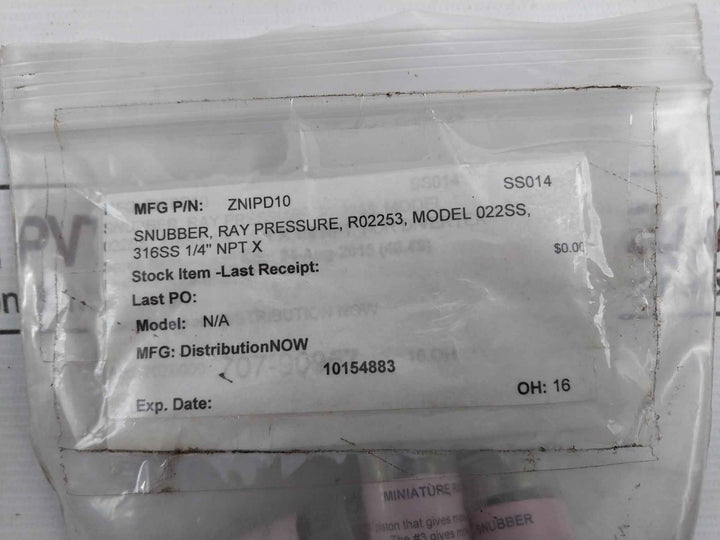 Miniature Ray Snubber 022S Pressure Modle R02253,022Ss,316Ss 1/4 Npt X