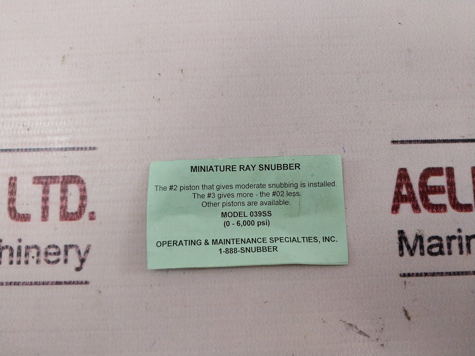 Miniature Ray Snubber 039Ss Stainless Steel 0-6,000 Psi