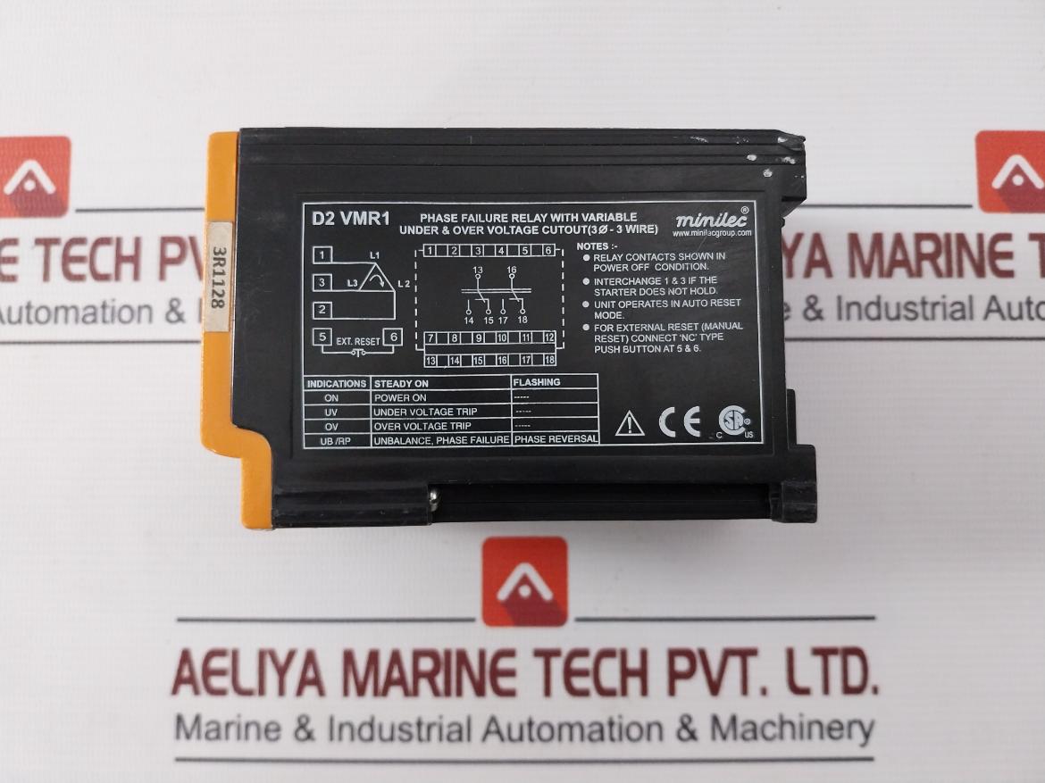 Minilec D2 Vmr1 Phase Failure Relay With Variable Under & Over Voltage Cutout