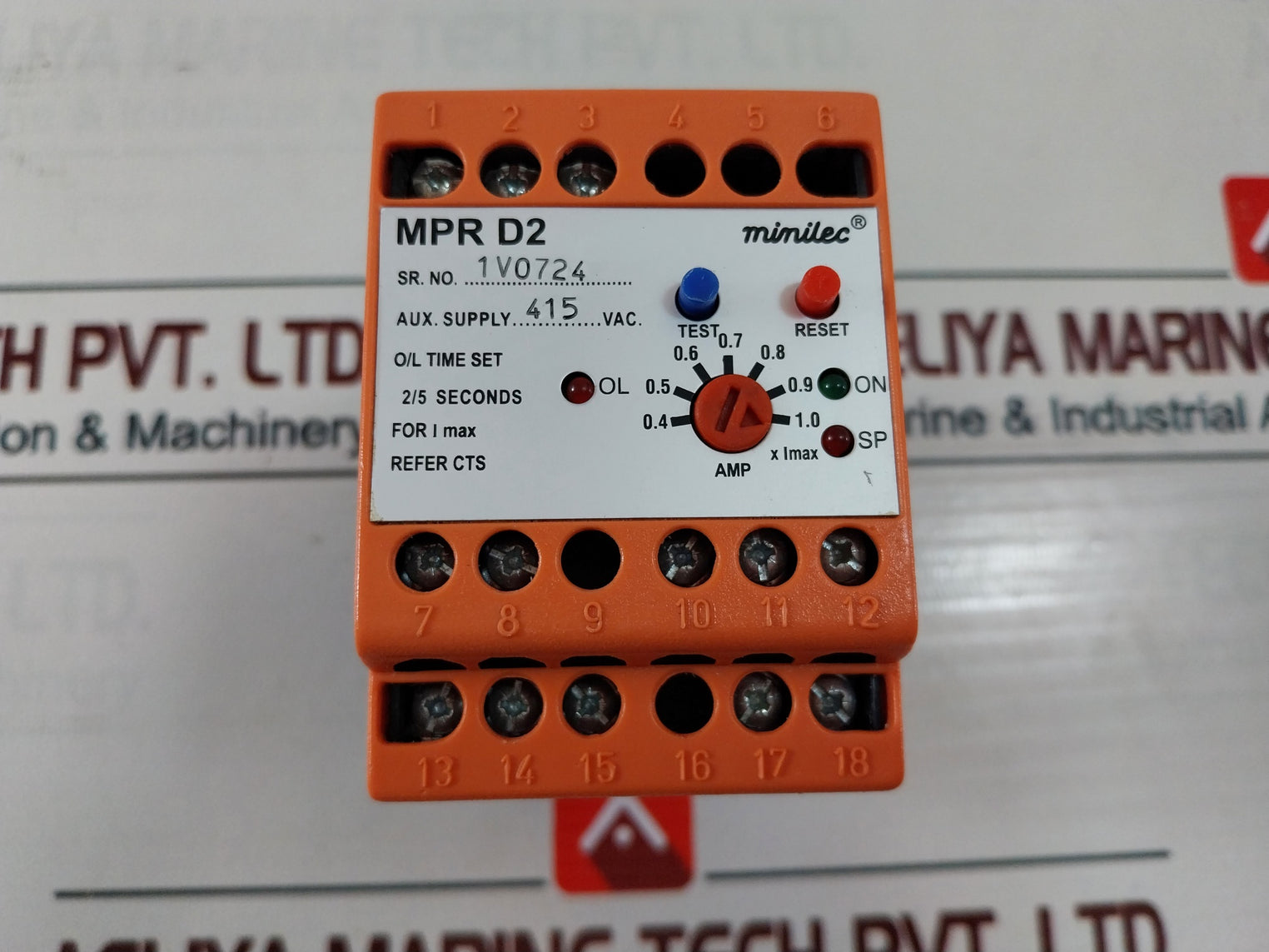 Minilec Mpr D2 Pump Protection Relay 415 Vac 0.4-1.0 Amp