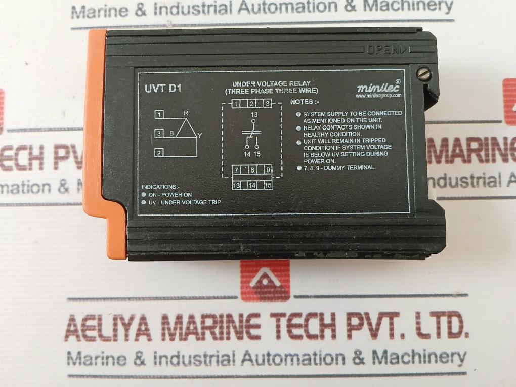 Minilec Uvt D1 Under Voltage Relay (Three Phase Three Wire) 415 Vac