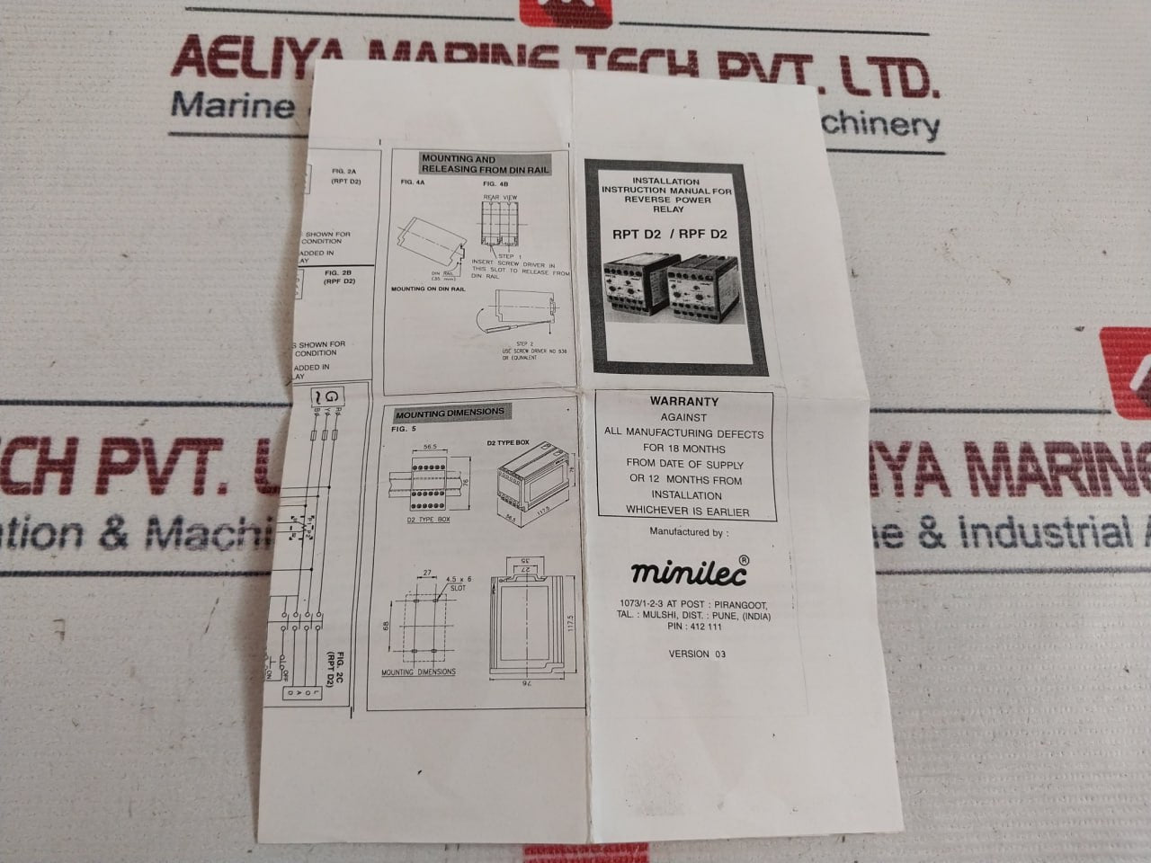 Minilec Rpt D2 [2Co] Reverse Power Relay 415 Vac Version 03