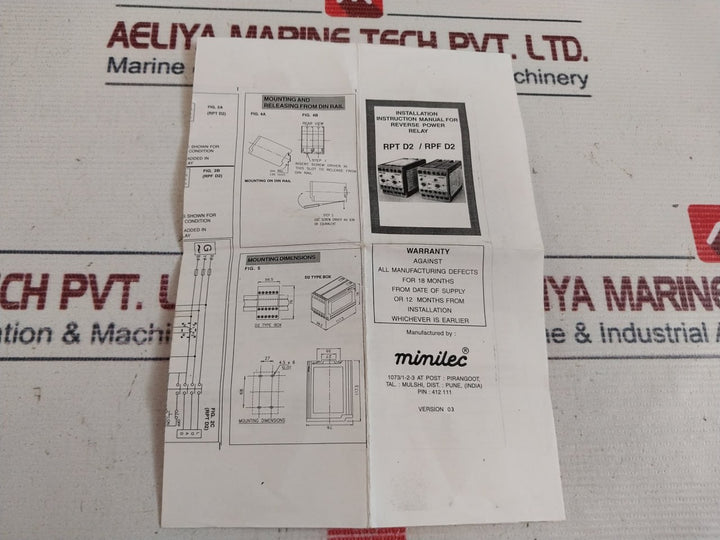 Minilec Rpt D2 [2Co] Reverse Power Relay 415 Vac Version 03