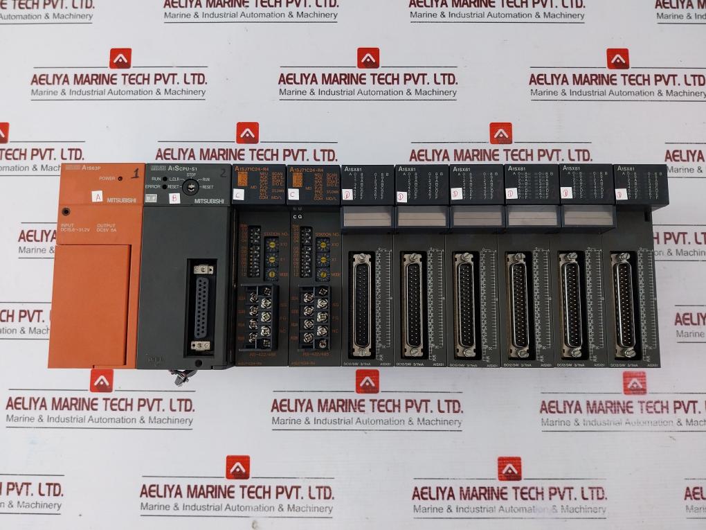 Mitsubishi Electric A1s63p, A1scpu-s1, A1sj71c24-r4, A1sx81 Module Rack