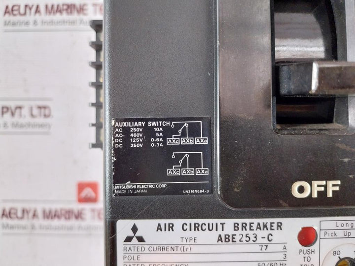 Mitsubishi Electric Abe253-c Air Circuit Breaker 50/60 Hz Ac 600V 100/0.05A