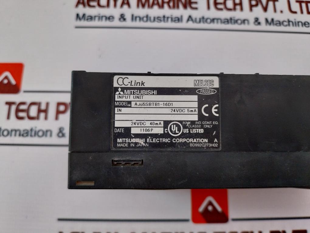 Mitsubishi Electric Aj65sbtb1-16d1 Plc Cc-link Input Unit 24vdc 5ma