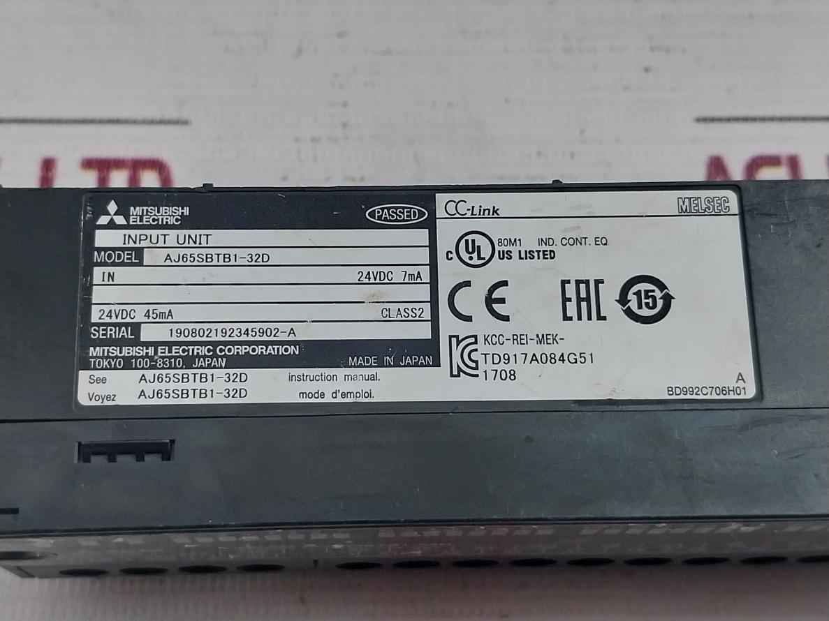 Mitsubishi Electric Aj65Sbtb1-32D Plc Cc-link Compact Input Module 24Vdc 7Ma