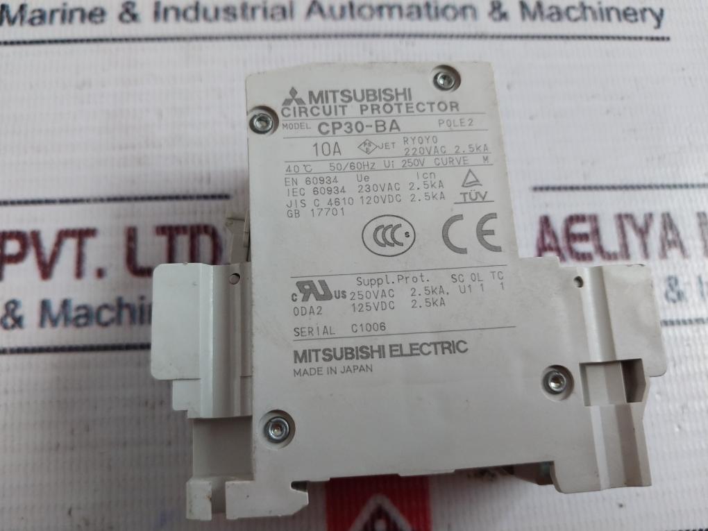 Mitsubishi Electric Cp30-ba 2 Pole Circuit Protector 10A 220Vac 2.5Ka 50/60Hz